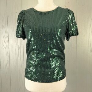 Sparkly Forest Green Sequin Top Women XS Whimsigoth Fairy Grunge Party Christmas